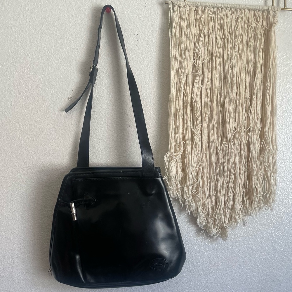Black Leather Crossbody Bag by - Picture 6 of 12